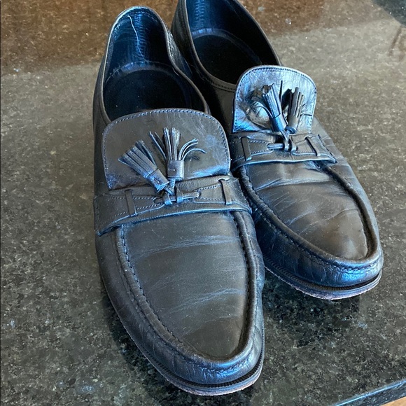 Men's Black Leather Loafers with Tassels - Picture 2 of 7